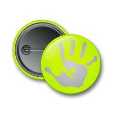 Reflektierender Ansteckbutton - gelbe Hand